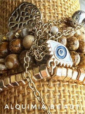 picture jasper hand crafted beaded bracelet